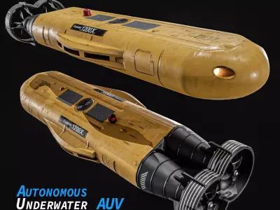 Autonomous Underwater Vehicle  AUV Low-poly 3D model
