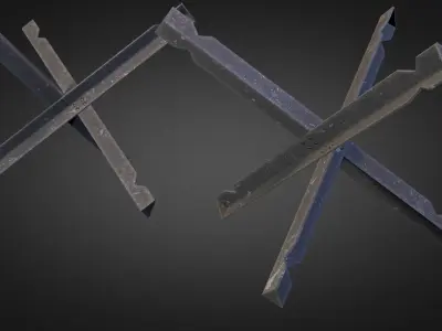 Hedgehog metal cross Low-poly 3D model