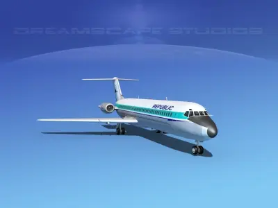 Douglas DC-9-40 Republic Airlines 3D model