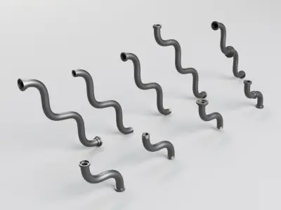 55 Hard Surface Pipes Kitbash And IMM Brush Low-poly 3D model