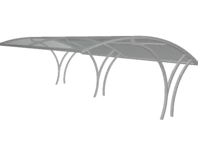 Modern Double Carport  Metal Carport with Polycarbonate Roof  Free 3D model