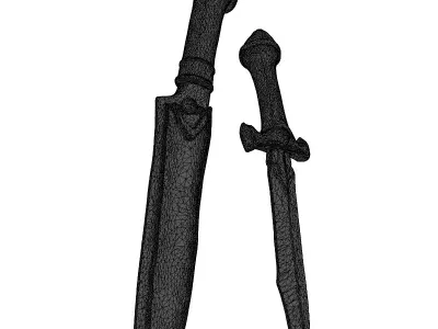 Obsidian Dagger with Gold Inlay 3D model