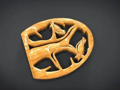 Ornament 2 bird Furniture Low-poly 3D model