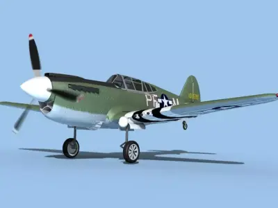 Curtiss P-40F Warhawk V06 USAAF 3D model