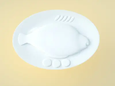 Braised fish  Braised red chang fish dishes C4D model Low-poly 3D model