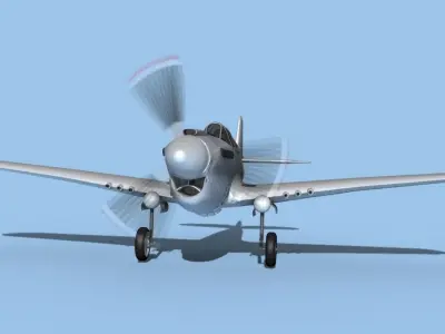 Curtiss P-40F Warhawk Bare Metal 3D model