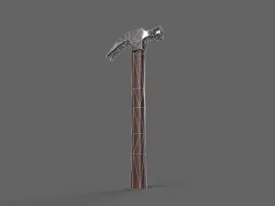 PBR Claw Hammer Wood3 Low-poly 3D model