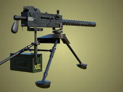 M1919 Browning Machine Gun 03 PBR Unity UE Textures Included Low-poly 3D model