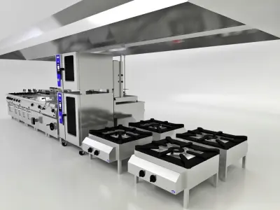 Industrial Type Main Kitchen Equipments 3D model