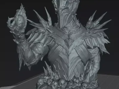 Knight Zyraeth Lord of the Abyssal Flame  Dark Fantasy Bust STL 3D print model