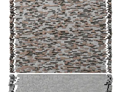 Brick clincer decor wall many part n1 3D model