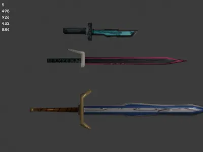 Espadas e faca 3D model