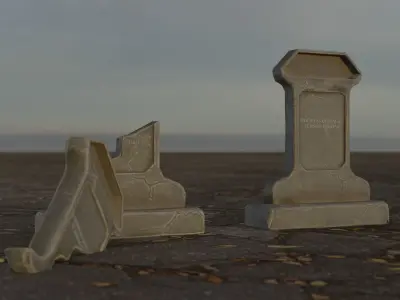 Hand Sculpted cemetery gravestones part 11 Low-poly 3D model