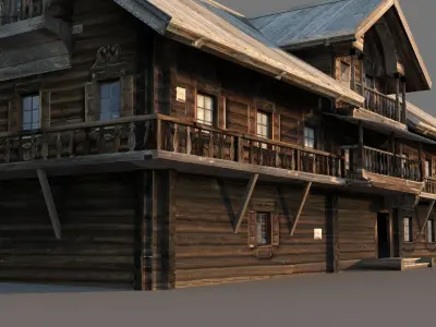 Russian wooden house on Kizhi island 3D model