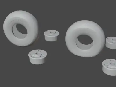 Hawker Hurricane Main and TailWheel set 3D print model