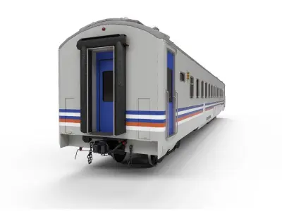 Carriage amtrak train car Low-poly 3D model