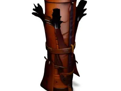 Medieval Leather Quiver with Arrows Low-poly 3D model