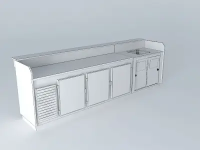 Kit kitchen counter with drawers and cabinets Free 3D model