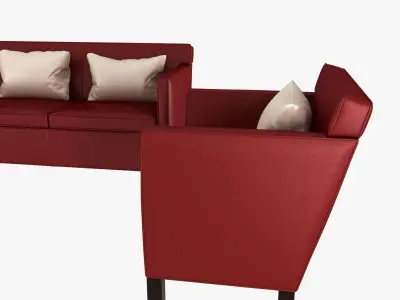 Knoll Krefeld leather sofa and chair 3D model
