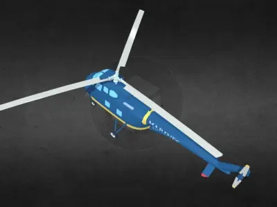HRS-1 helicopter Low-poly 3D model