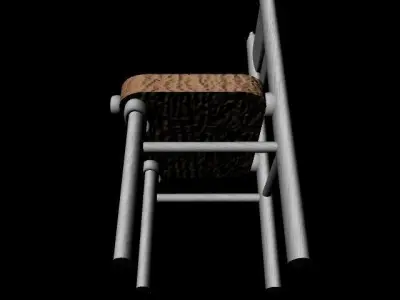 Wood Chair Low-poly 3D model 3