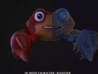 cartoon crabs Low-poly 3D model