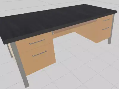 Metal and wood desk Free low-poly 3D model