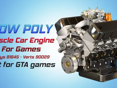 CNC-Motorsports Engine - V8 Muscle Cars Engine Low-poly 3D model