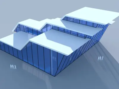 Car showroom - Exhibition interior and exterior Low-poly 3D model