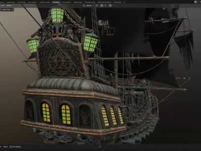 Reaper pirate ship Low-poly 3D model