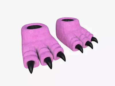 Slippers G04 Pink Dino Paw - Costume Character Design Low-poly 3D model