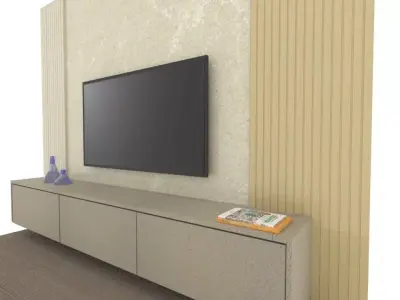 Modern TV Wall Unit with Floating Cabinet  Free low-poly 3D model