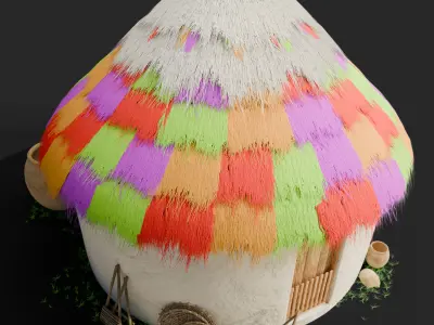 African Mud Hut 3D Low-poly 3D model