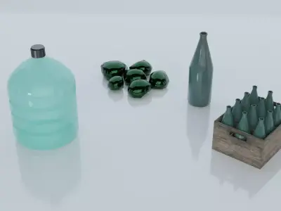 Resources Pack - Bottles and Glas Low-poly 3D model