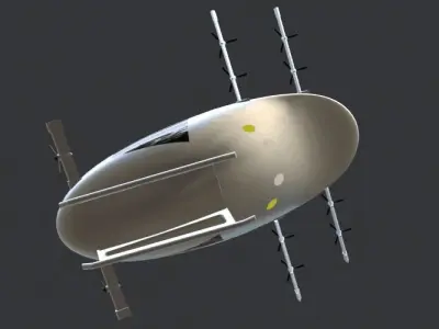 Low Poly Simple Cartoon Flying Car Low-poly 3D model