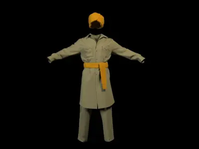 Police military Officer Turbaned weapon Outfit Uniform Low-poly 3D model