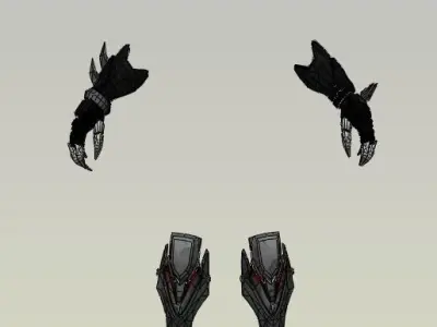 Pepakura pair of boots and gloves for video game Free low-poly 3D model