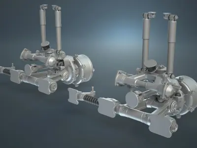 BTR-4E or BTR-80 Suspension and Wheel High-Poly 3D model