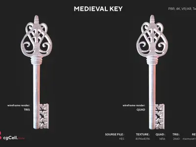 Medieval Keys Set 03 AR low-poly 3D model Low-poly 3D model