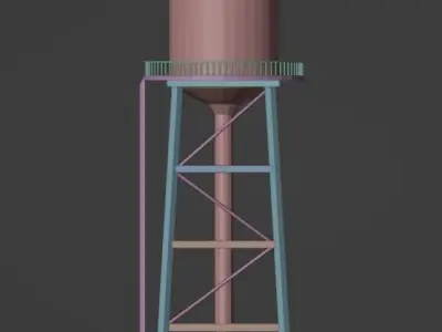 Low Poly Water Tower Free low-poly 3D model