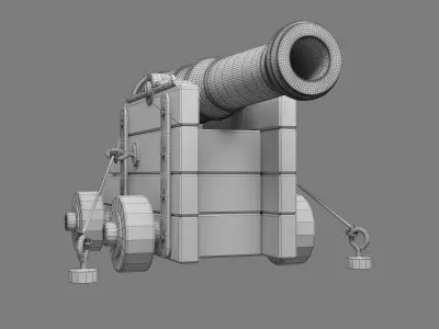 old ship cannon Low-poly 3D model