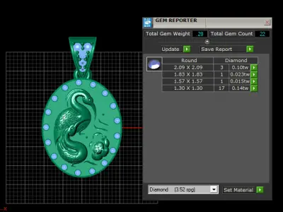 Silver Duck Shape Diamonds pendant 3D print model