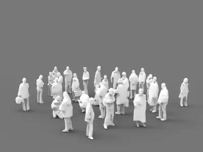 Lowpoly People - 28 unique characters Low-poly 3D model