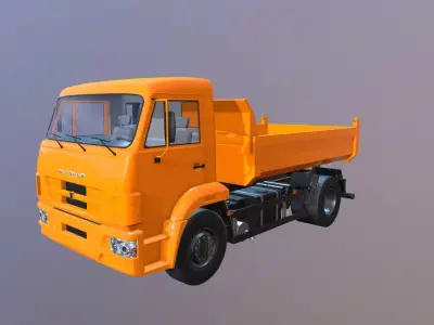 KAMAZ orange dump truck Free 3D model