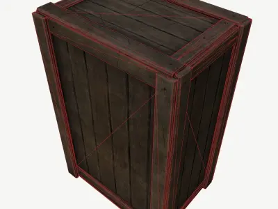 Wooden Box Low-poly 3D model