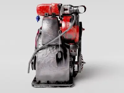 Old rusty vintage car engine vehicle part al5 Low-poly 3D model