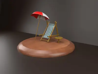 Parasol beach 3d modeiln Low-poly 3D model