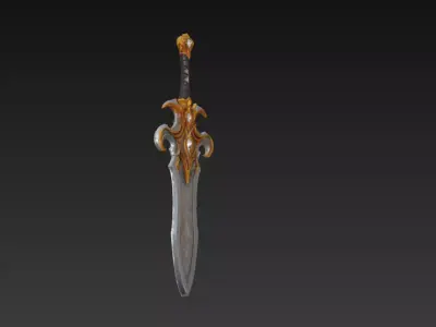 Jewel Encrusted Fantasy Sword - Low Poly Stylized 3D Weapon Low-poly 3D model