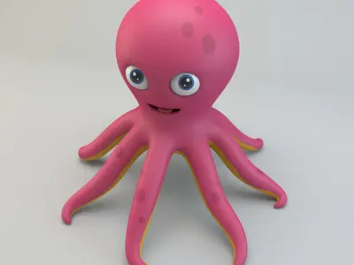 Cartoon Octopus Low-poly 3D model