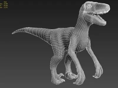 Velociraptor 3d game ready model t - rex paint Low-poly 3D model